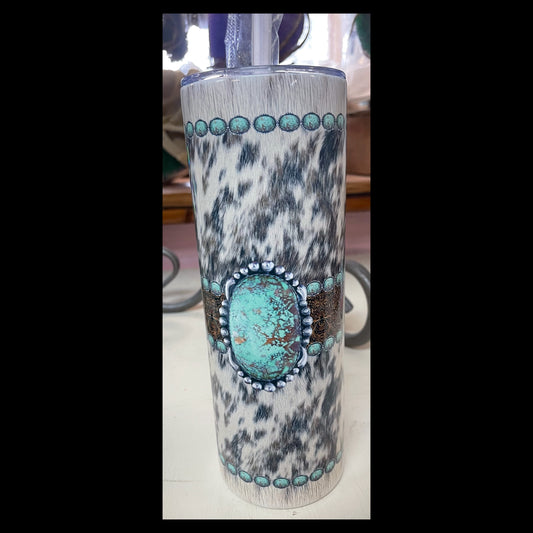 Cowhide Turquoise- Tumbler